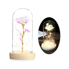 Load image into Gallery viewer, LED Rose in Glass Dome Eternal Rose Artificial Flowers for Home Wedding Valentine Gift Beauty and Beast In Glass Cover