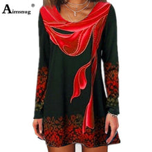 Load image into Gallery viewer, Plus size 4xl 5xl 2019 Women New summer Boho Print Blue Tops Long Sleeve Elasticity Female T-Shirt Casual Loose Ladies Tee Shirt