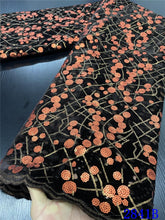 Load image into Gallery viewer, Blue Nigerian Velvet Lace Fabrics African Lace Fabric 2020 High Quality Lace With Sequins French Lace Fabric Sewing YA2841B-2