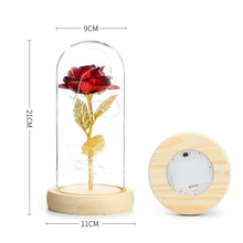 Load image into Gallery viewer, LED Rose in Glass Dome Eternal Rose Artificial Flowers for Home Wedding Valentine Gift Beauty and Beast In Glass Cover