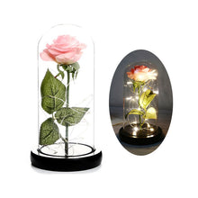 Load image into Gallery viewer, LED Rose in Glass Dome Eternal Rose Artificial Flowers for Home Wedding Valentine Gift Beauty and Beast In Glass Cover