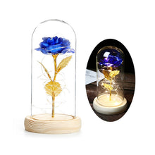 Load image into Gallery viewer, LED Rose in Glass Dome Eternal Rose Artificial Flowers for Home Wedding Valentine Gift Beauty and Beast In Glass Cover