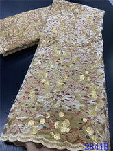 Load image into Gallery viewer, Blue Nigerian Velvet Lace Fabrics African Lace Fabric 2020 High Quality Lace With Sequins French Lace Fabric Sewing YA2841B-2