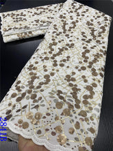 Load image into Gallery viewer, Blue Nigerian Velvet Lace Fabrics African Lace Fabric 2020 High Quality Lace With Sequins French Lace Fabric Sewing YA2841B-2