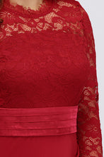 Load image into Gallery viewer, Fast SALE Xunbei Mermaid Evening Dress 2021 Elegant Burgundy Long Sleeve Formal Gown Lace Applique robe de soiree de mariage