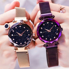 Load image into Gallery viewer, Women Starry Sky Watch Luxury Magnetic Buckle Mesh Band Quartz Wristwatch Female Rose Gold Diamond Watches zegarek damsk