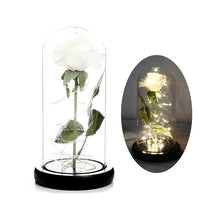 Load image into Gallery viewer, LED Rose in Glass Dome Eternal Rose Artificial Flowers for Home Wedding Valentine Gift Beauty and Beast In Glass Cover