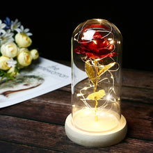 Load image into Gallery viewer, LED Rose in Glass Dome Eternal Rose Artificial Flowers for Home Wedding Valentine Gift Beauty and Beast In Glass Cover