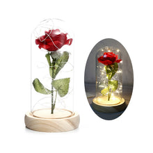 Load image into Gallery viewer, LED Rose in Glass Dome Eternal Rose Artificial Flowers for Home Wedding Valentine Gift Beauty and Beast In Glass Cover