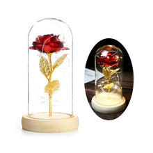 Load image into Gallery viewer, LED Rose in Glass Dome Eternal Rose Artificial Flowers for Home Wedding Valentine Gift Beauty and Beast In Glass Cover