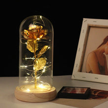 Load image into Gallery viewer, LED Rose in Glass Dome Eternal Rose Artificial Flowers for Home Wedding Valentine Gift Beauty and Beast In Glass Cover