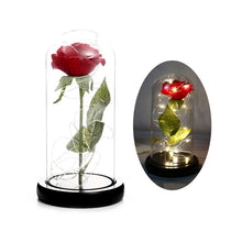 Load image into Gallery viewer, LED Rose in Glass Dome Eternal Rose Artificial Flowers for Home Wedding Valentine Gift Beauty and Beast In Glass Cover