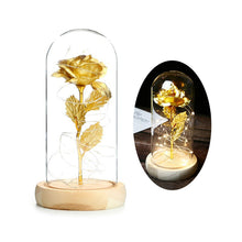 Load image into Gallery viewer, LED Rose in Glass Dome Eternal Rose Artificial Flowers for Home Wedding Valentine Gift Beauty and Beast In Glass Cover