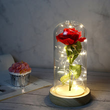 Load image into Gallery viewer, LED Rose in Glass Dome Eternal Rose Artificial Flowers for Home Wedding Valentine Gift Beauty and Beast In Glass Cover