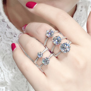 GEM'S BALLET 925 Sterling Silver Jewelry 1ct 2ct 3ct Classic Style Moissanite Diamond Ring Wedding Engagement  Ring For Women